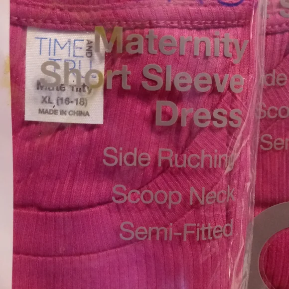 NWT MATERNITY SHORT SLEEVE DRESS SIDE RUCHING SEMI FITTED RIBBED DRESS PULL - Picture 2 of 4